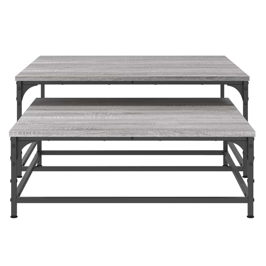 Tavolini Salotto Impilabili 2pz Grigio Sonoma Legno Multistrato | homemem39