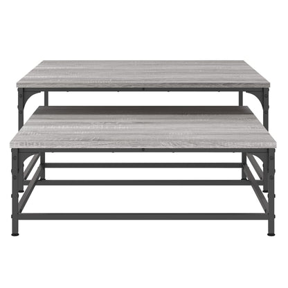 Tavolini Salotto Impilabili 2pz Grigio Sonoma Legno Multistrato | homemem39