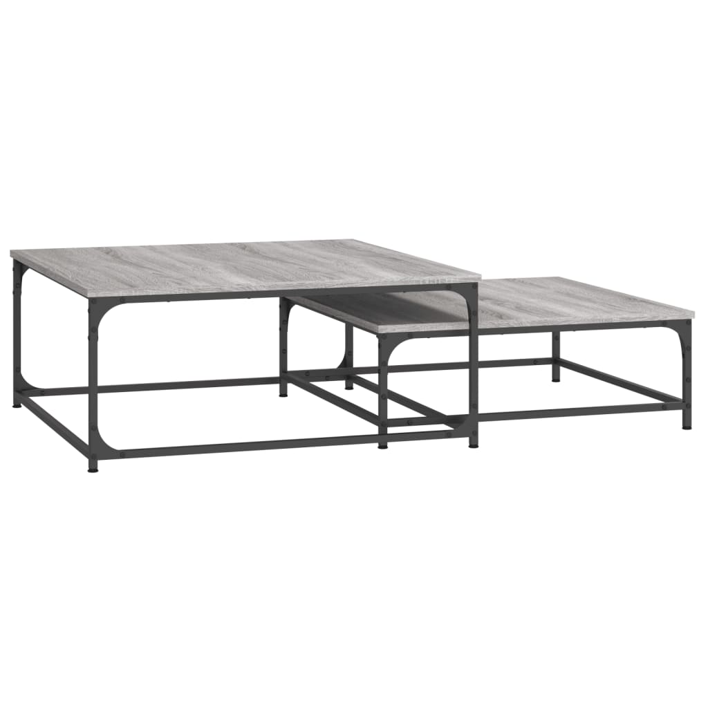Tavolini Salotto Impilabili 2pz Grigio Sonoma Legno Multistrato | homemem39
