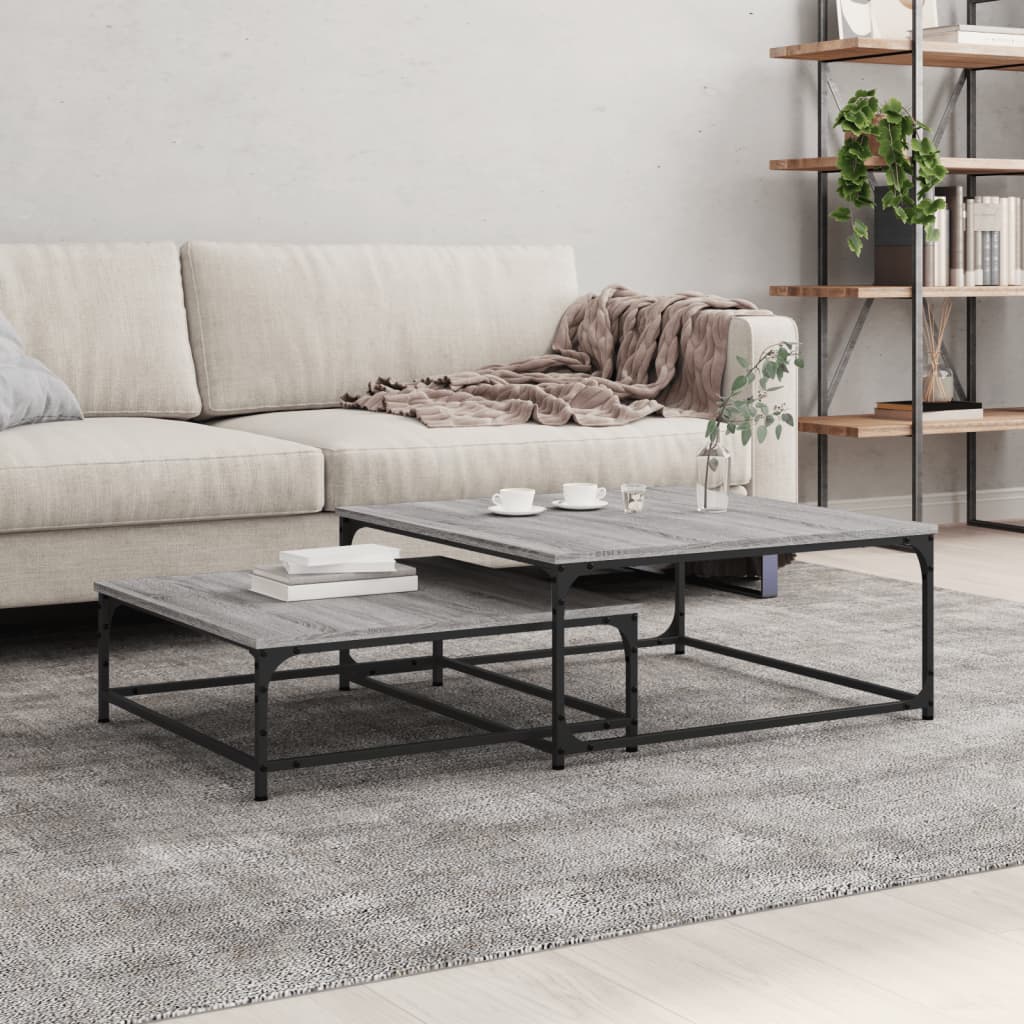 Tavolini Salotto Impilabili 2pz Grigio Sonoma Legno Multistrato | homemem39