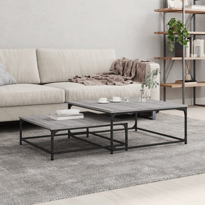 Tavolini Salotto Impilabili 2pz Grigio Sonoma Legno Multistrato | homemem39