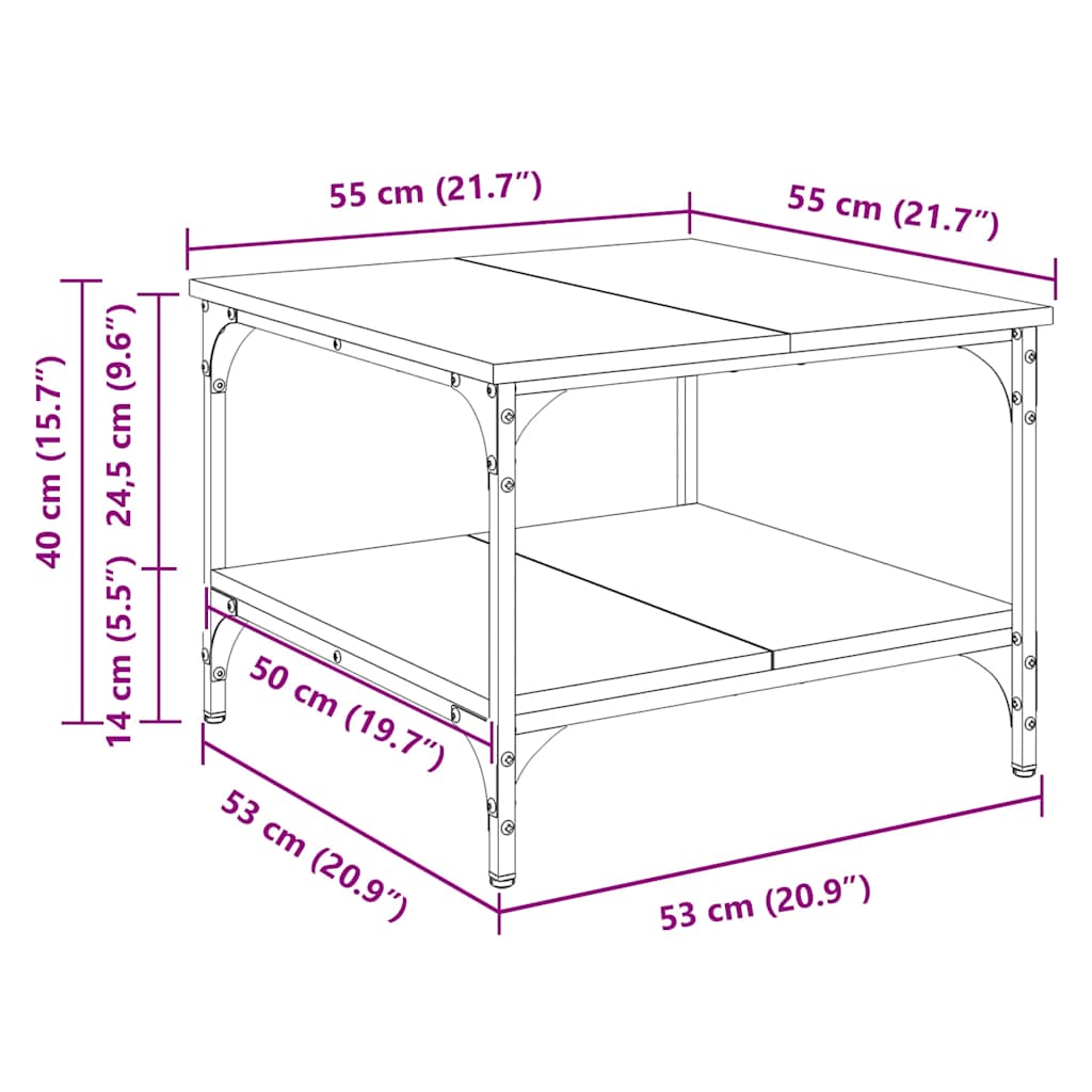 Tavolino da Salotto Rovere Sonoma 55x55x40 cm Legno Multistrato | homemem39
