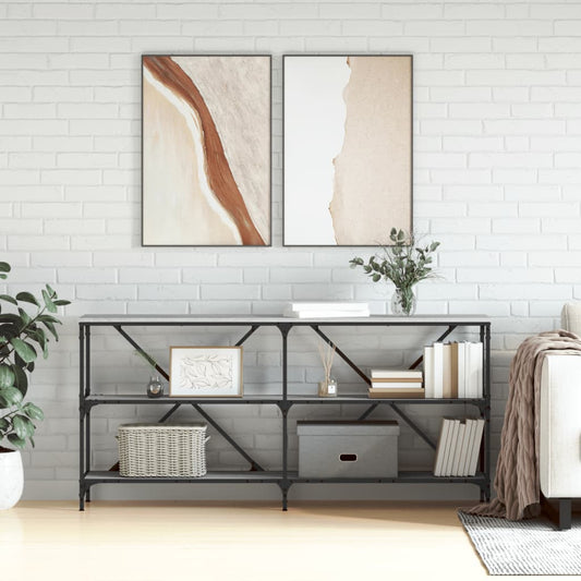 Tavolino Grigio Sonoma 160x30x75cm in Legno Multistrato e Ferro - homemem39