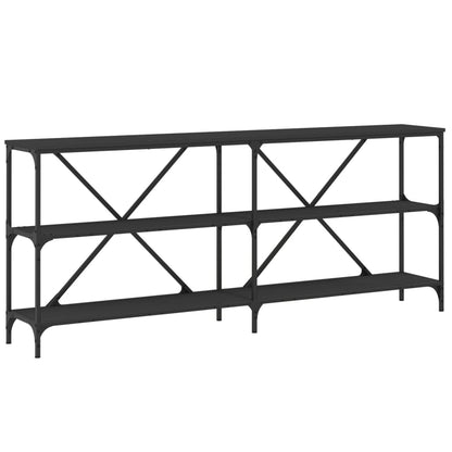Tavolino Consolle Nero 180x30x75 cm Legno Multistrato e Ferro - homemem39