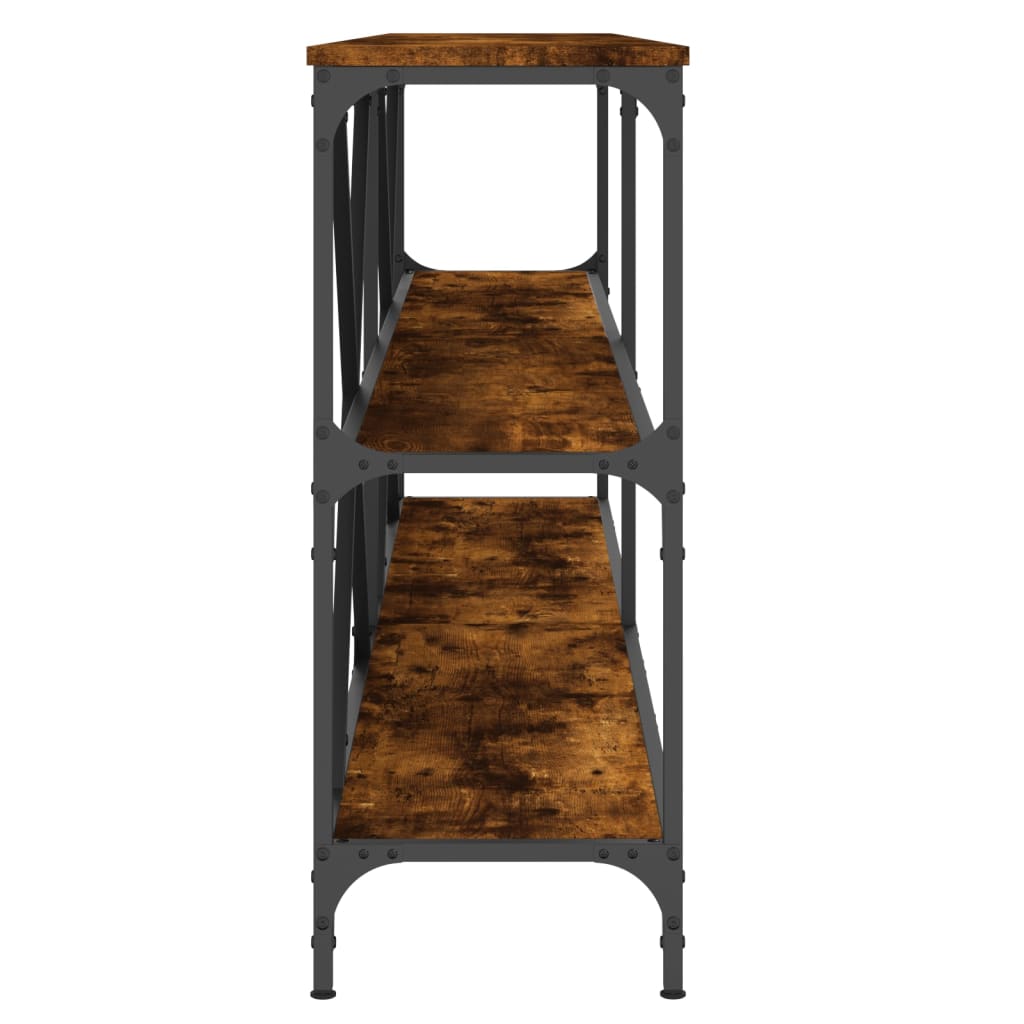 Tavolo Consolle Rovere Fumo 200x30x75cm Legno Multistrato Ferro - homemem39