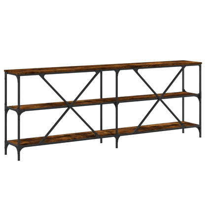 Tavolo Consolle Rovere Fumo 200x30x75cm Legno Multistrato Ferro - homemem39