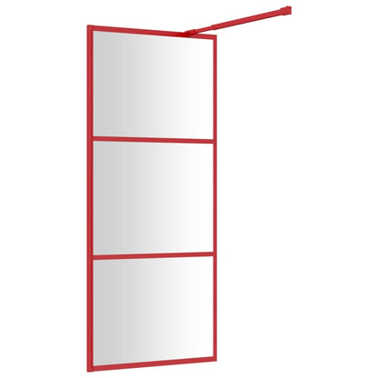 Parete per Doccia Walk-in Vetro Trasparente ESG 80x195 cm Rossa - homemem39