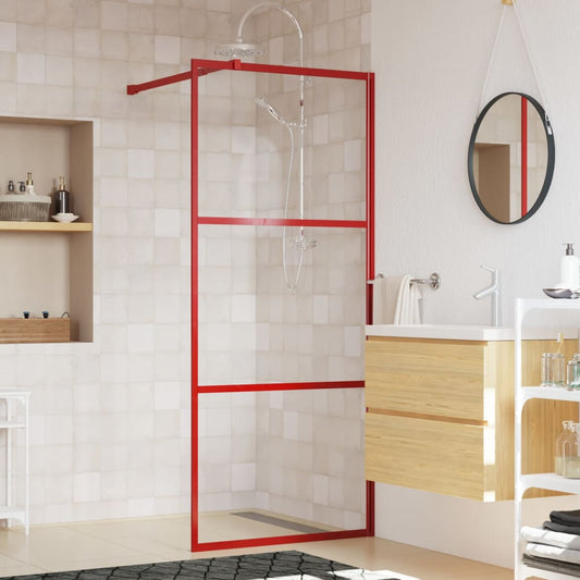 Parete per Doccia Walk-in Vetro Trasparente ESG 80x195 cm Rossa - homemem39
