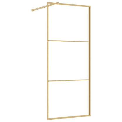 Parete per Doccia Walk-in Vetro Trasparente ESG 90x195 cm Oro