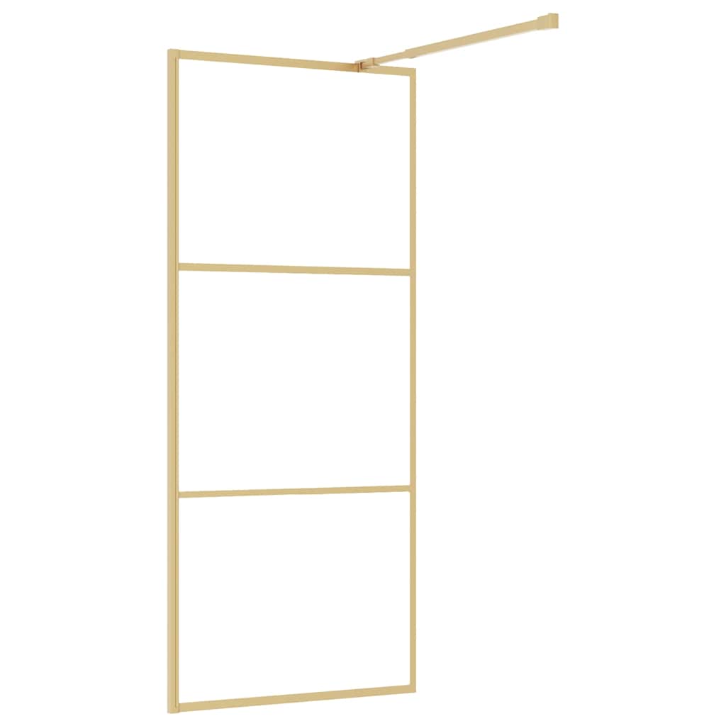 Parete per Doccia Walk-in Vetro Trasparente ESG 90x195 cm Oro