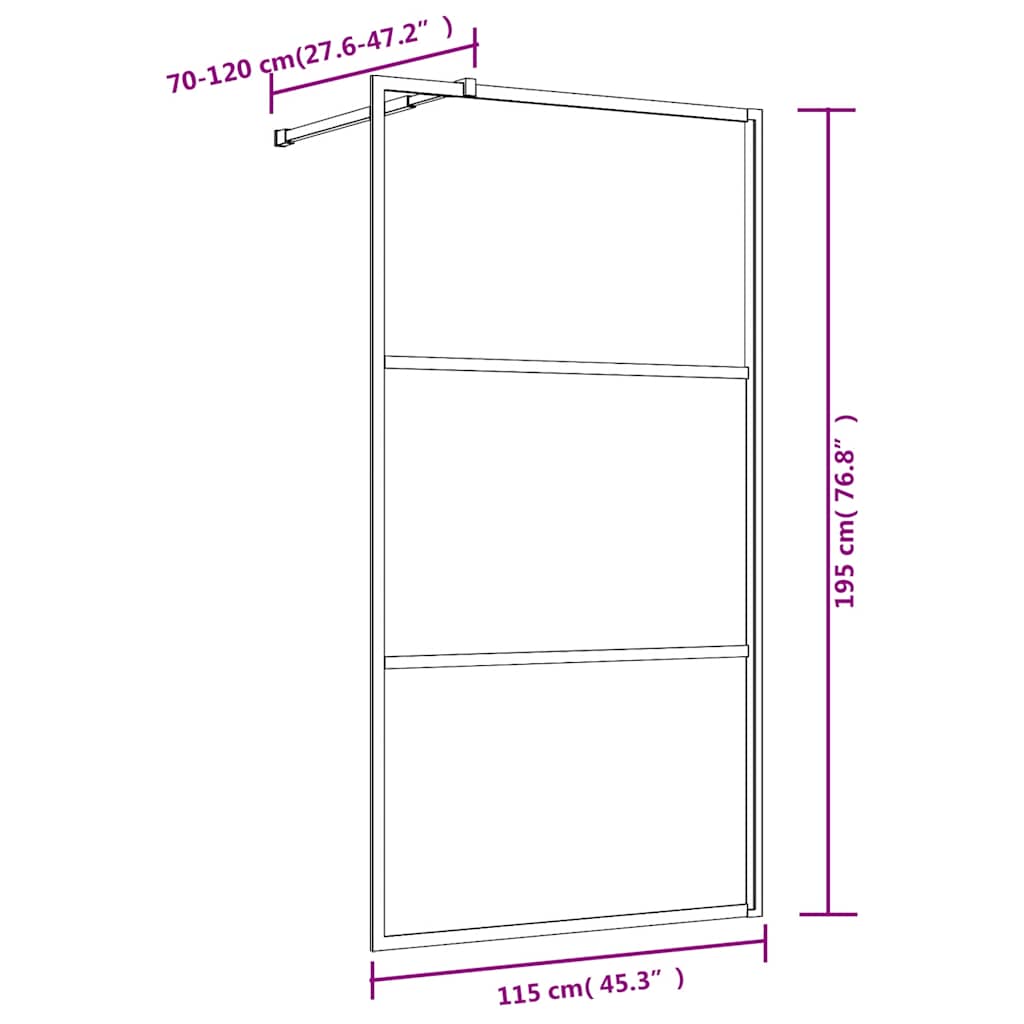 Parete per Doccia Walk-in Vetro Trasparente ESG 115x195 cm Oro | homemem39