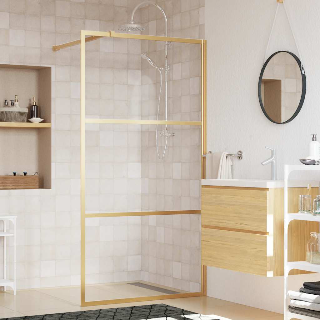 Parete per Doccia Walk-in Vetro Trasparente ESG 115x195 cm Oro | homemem39