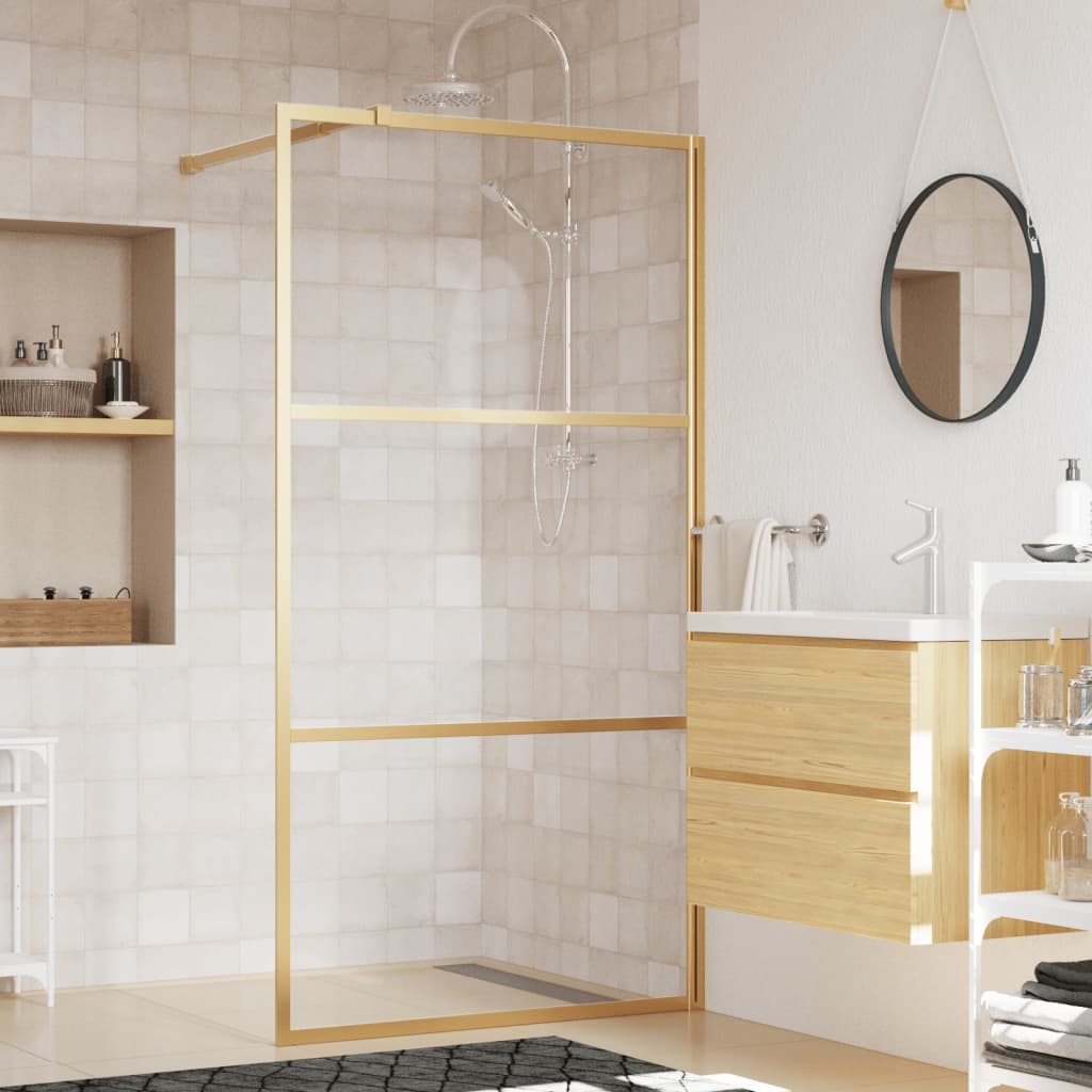 Parete per Doccia Walk-in Vetro Trasparente ESG 115x195 cm Oro - homemem39
