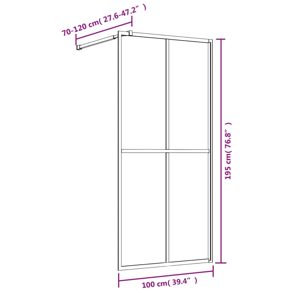Parete per Doccia Walk-in Vetro Trasparente ESG 100x195 cm Oro | homemem39