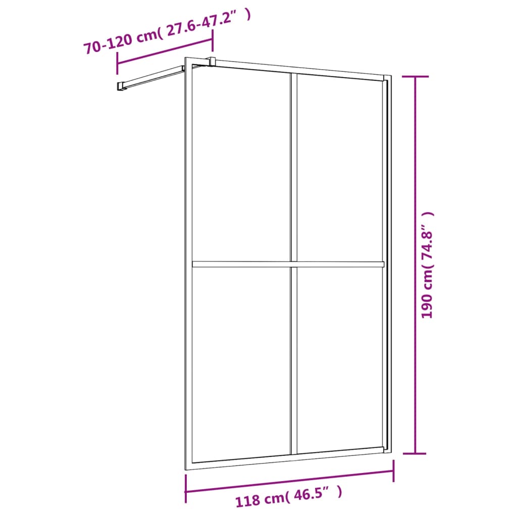 Parete per Doccia Walk-in Vetro Trasparente ESG 118x195 cm Oro | homemem39