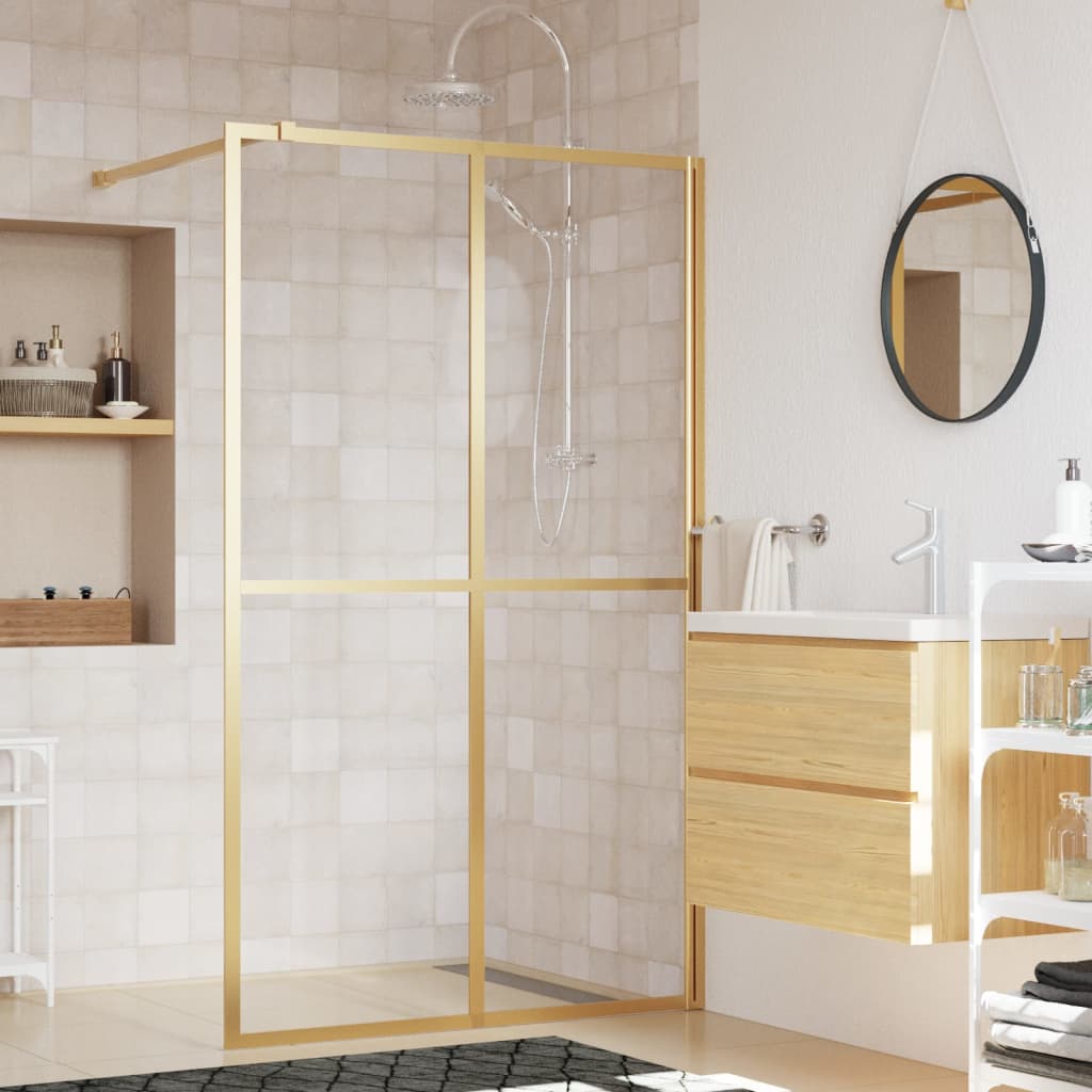 Parete per Doccia Walk-in Vetro Trasparente ESG 118x195 cm Oro - homemem39
