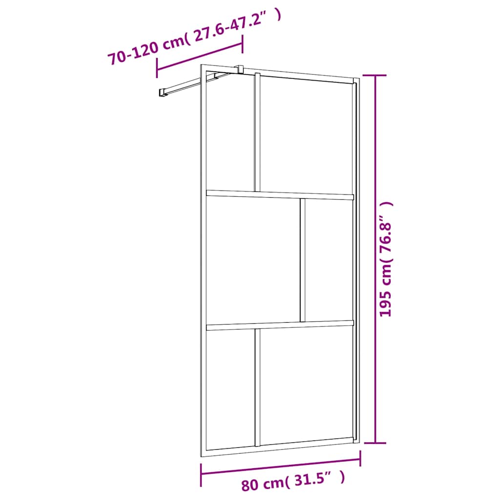 Parete per Doccia Walk-in Vetro Trasparente ESG 80x195 cm Oro | homemem39