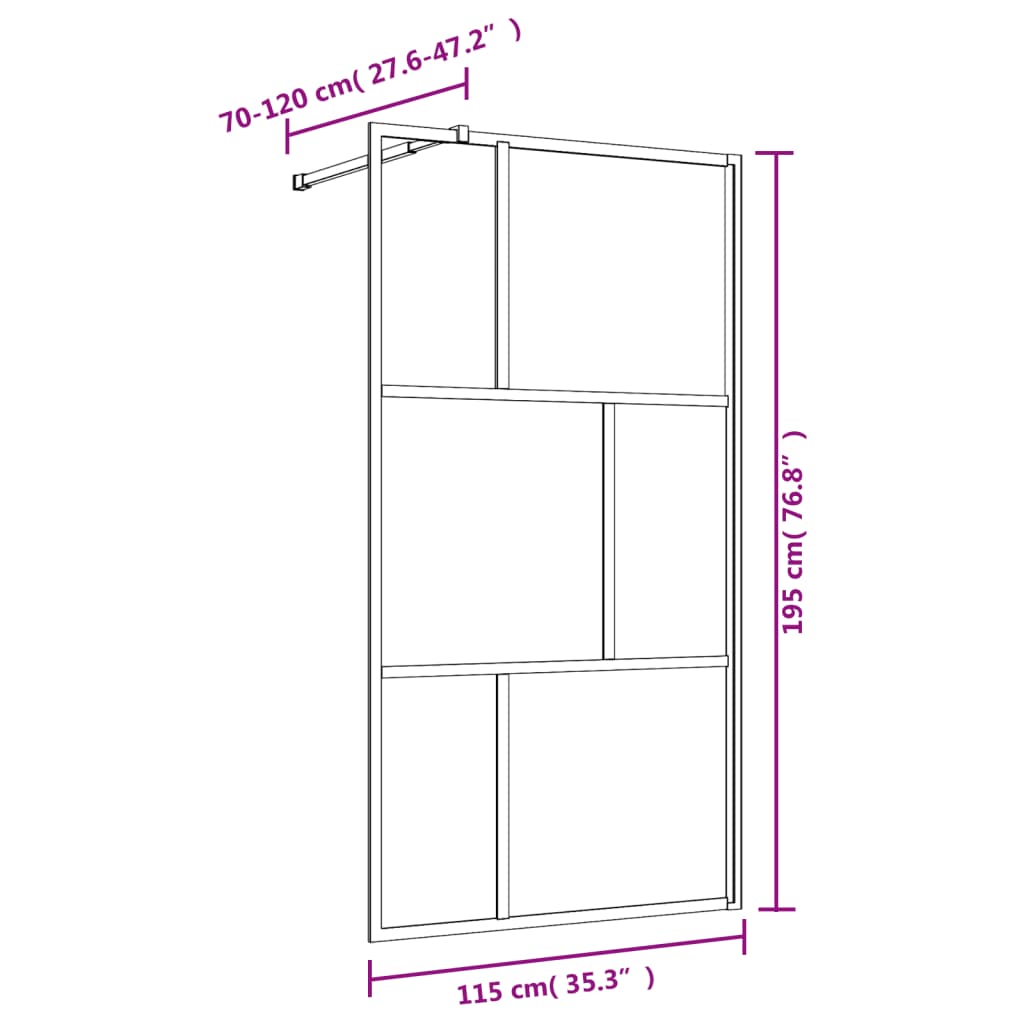 Parete per Doccia Walk-in Vetro Trasparente ESG 115x195 cm Oro | homemem39