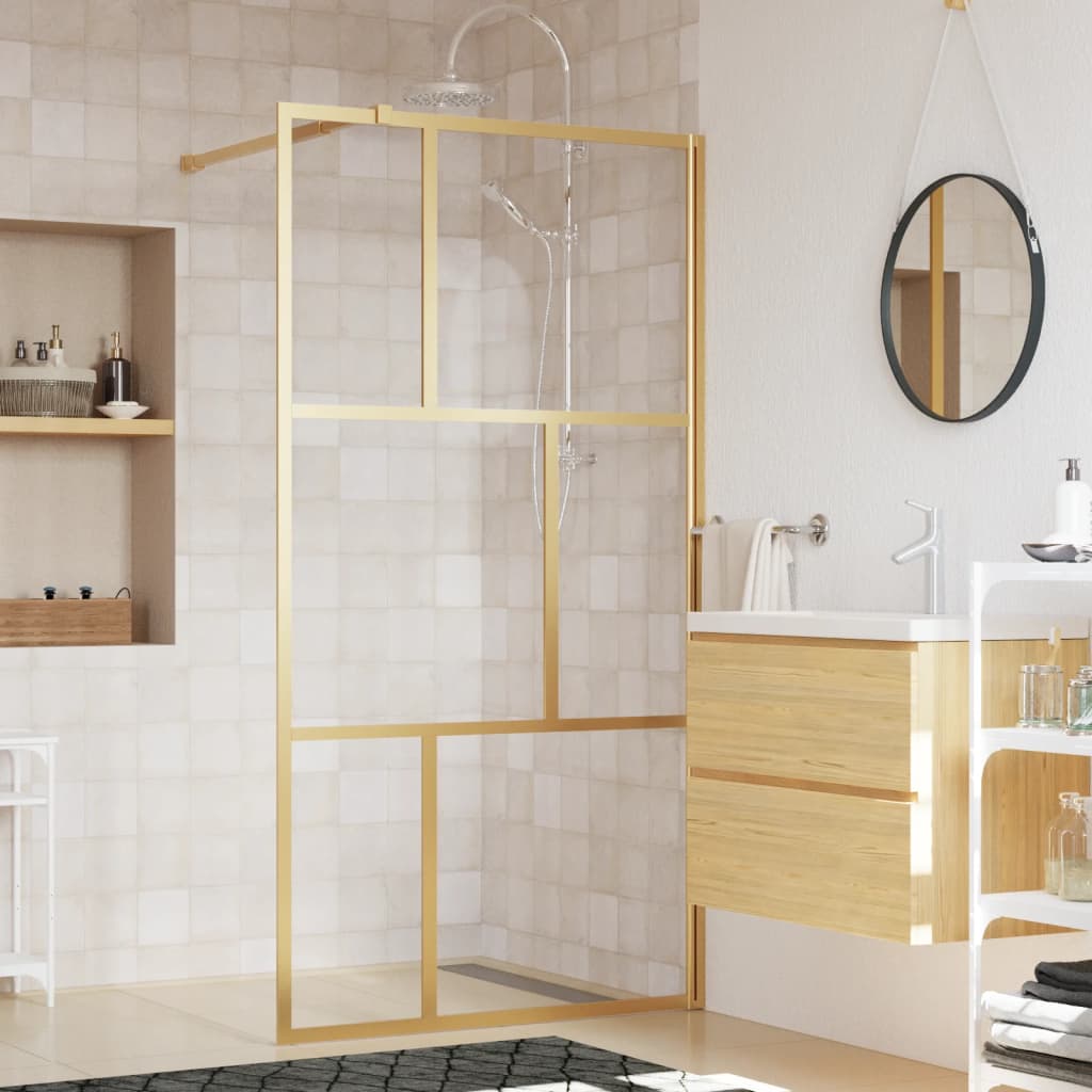 Parete per Doccia Walk-in Vetro Trasparente ESG 115x195 cm Oro - homemem39