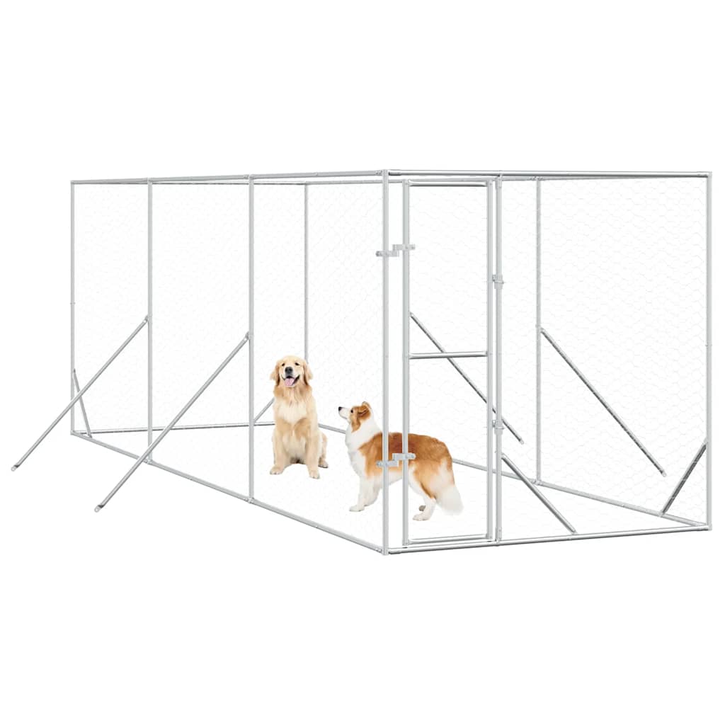 Cuccia per Cani da Esterno Argento 2x6x2 m Acciaio Zincato | homemem39