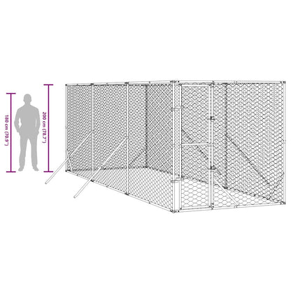 Cuccia per Cani da Esterno Argento 2x6x2 m Acciaio Zincato | homemem39