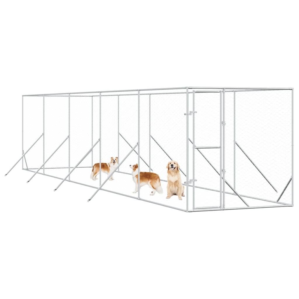 Cuccia per Cani da Esterno Argento 2x10x2 m Acciaio Zincato | homemem39