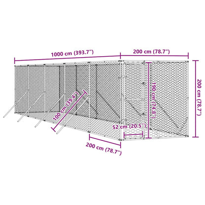 Cuccia per Cani da Esterno Argento 2x10x2 m Acciaio Zincato | homemem39