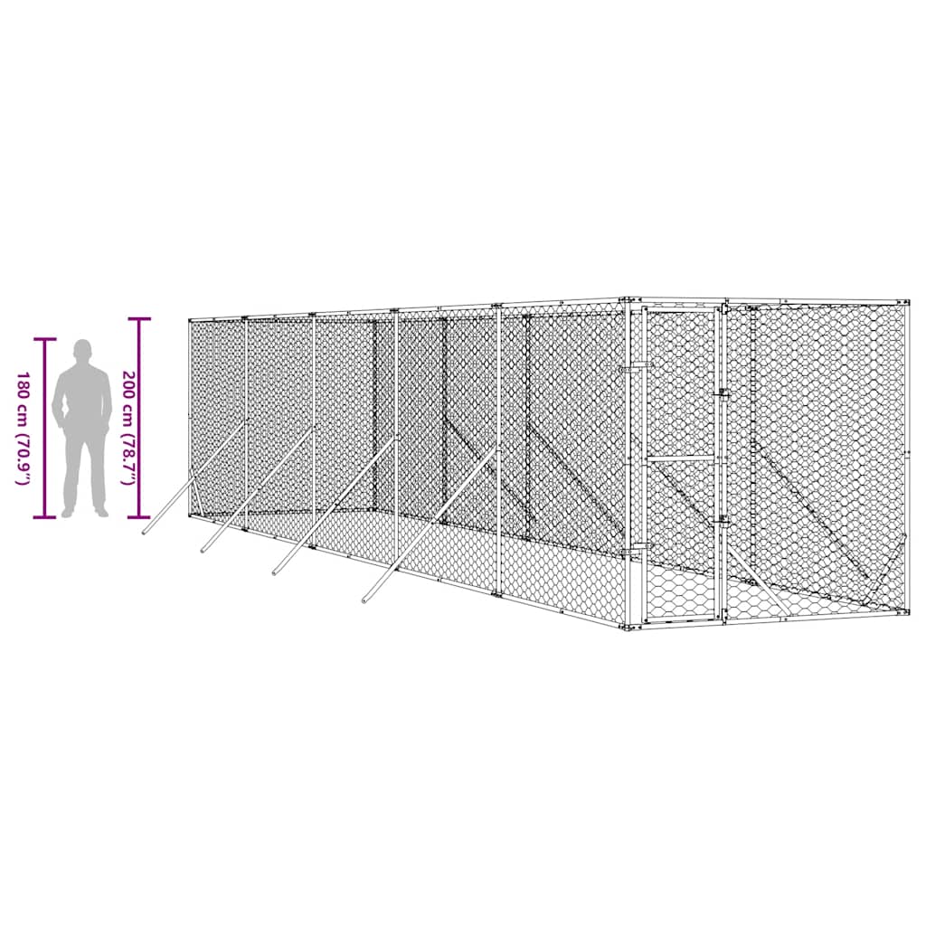Cuccia per Cani da Esterno Argento 2x10x2 m Acciaio Zincato | homemem39