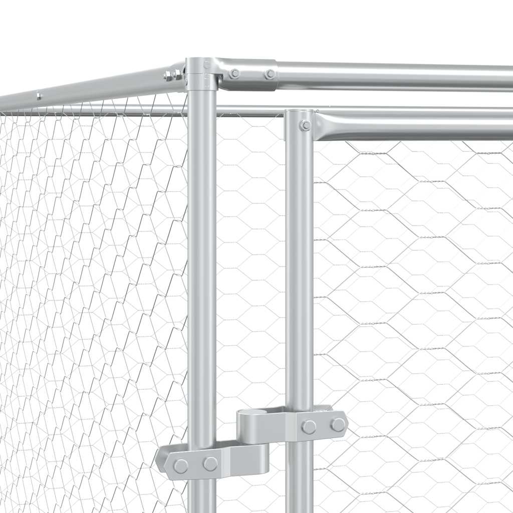 Cuccia per Cani da Esterno Argento 4x4x2 m in Acciaio Zincato | homemem39