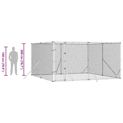 Cuccia per Cani da Esterno Argento 4x4x2 m in Acciaio Zincato | homemem39