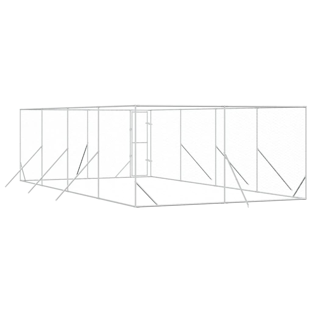 Cuccia per Cani da Esterno Argento 4x8x2 m in Acciaio Zincato | homemem39