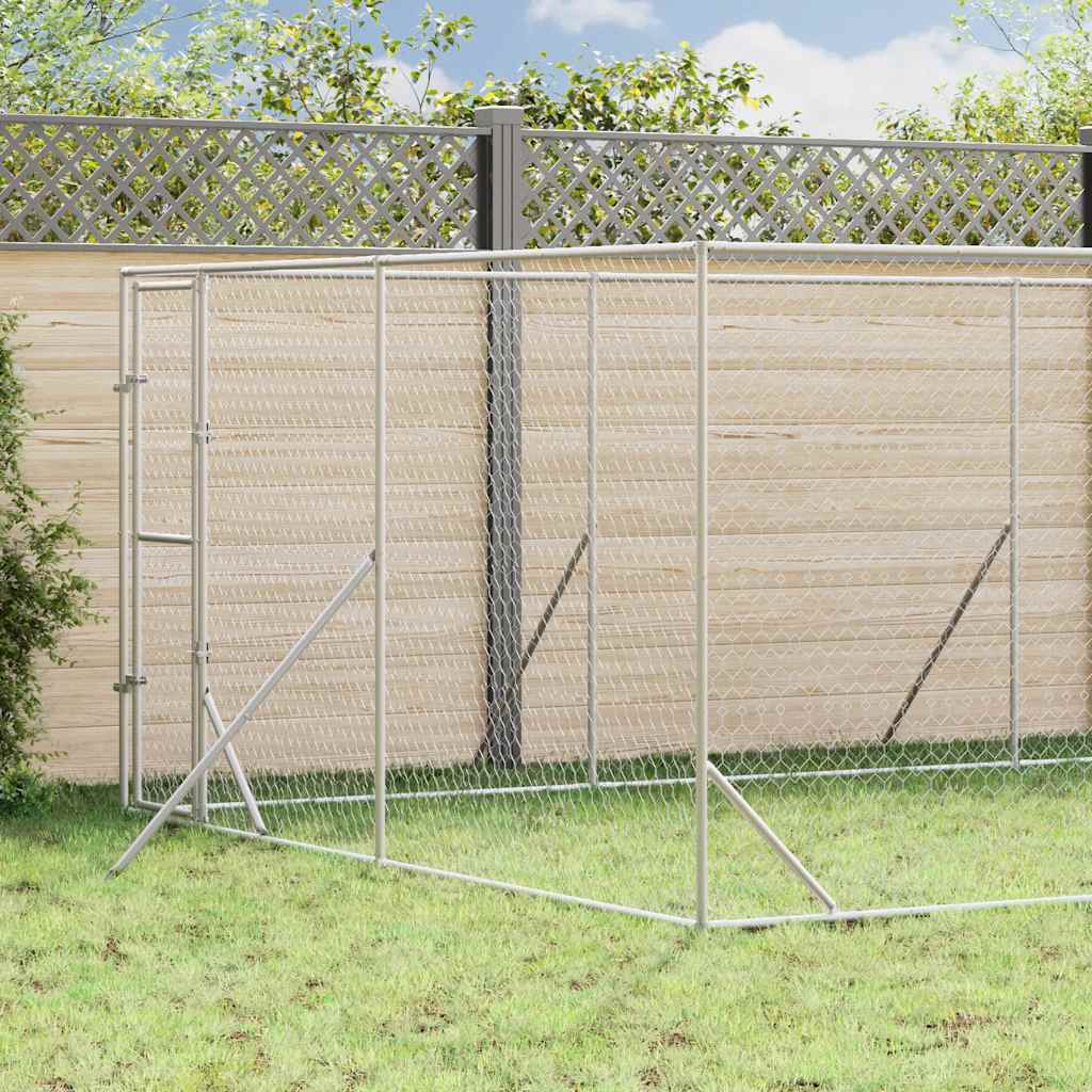 Cuccia per Cani da Esterno Argento 4x8x2 m in Acciaio Zincato | homemem39