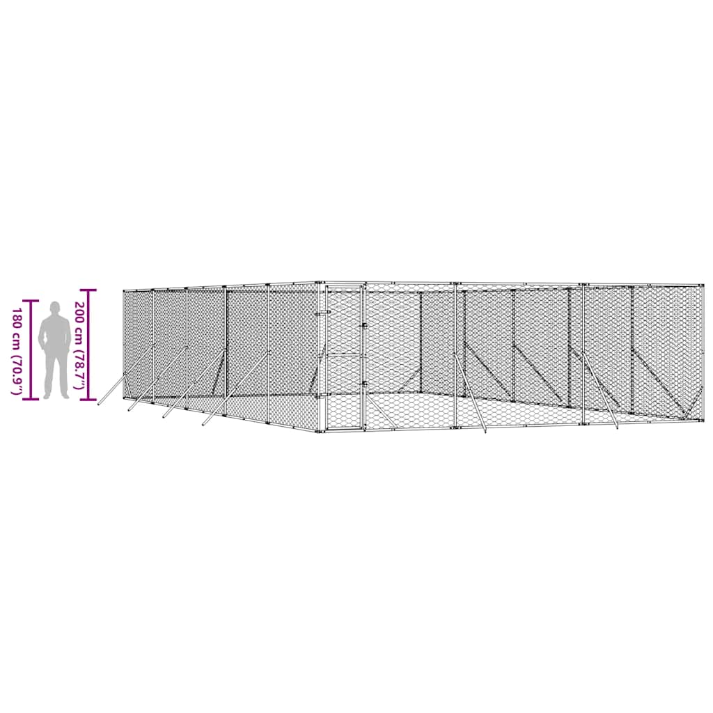 Cuccia per Cani da Esterno Argento 6x10x2 m in Acciaio Zincato | homemem39