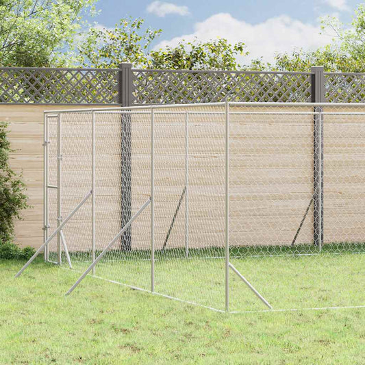 Cuccia per Cani da Esterno Argento 6x14x2 m in Acciaio Zincato