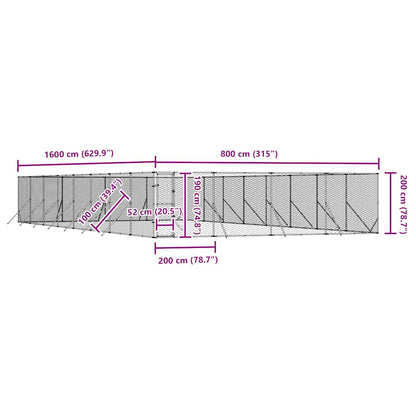 Cuccia per Cani da Esterno Argento 8x16x2 m in Acciaio Zincato | homemem39