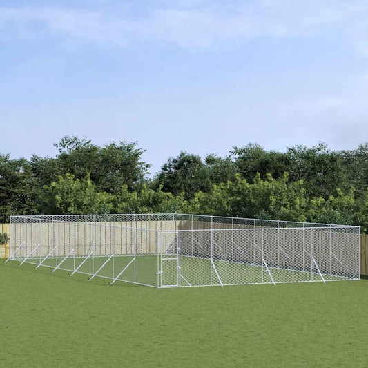 Cuccia per Cani da Esterno Argento 8x16x2 m in Acciaio Zincato | homemem39