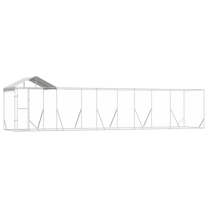 Cuccia Cani da Esterno Tetto Argento 10x2x2,5 m Acciaio Zincato