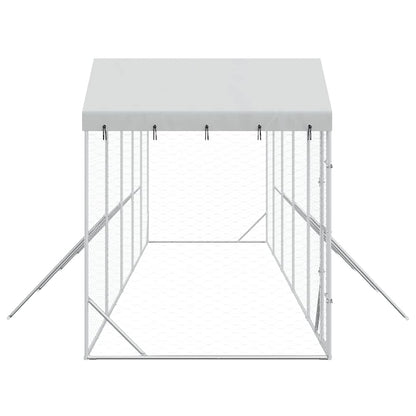Cuccia Cani da Esterno Tetto Argento 10x2x2,5 m Acciaio Zincato | homemem39