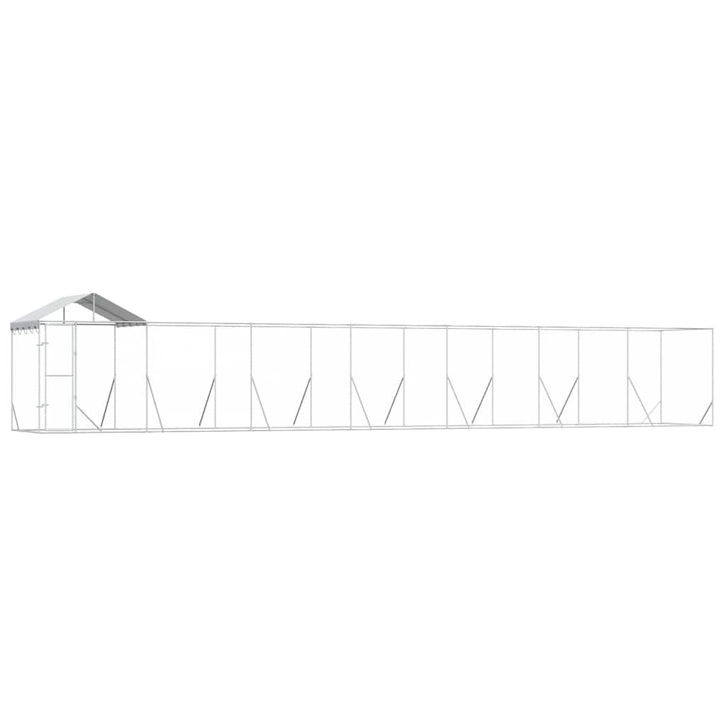 Cuccia Cani da Esterno Tetto Argento 14x2x2,5 m Acciaio Zincato | homemem39