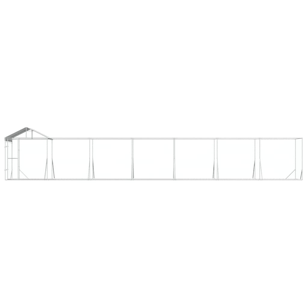 Cuccia Cani da Esterno Tetto Argento 14x2x2,5 m Acciaio Zincato | homemem39