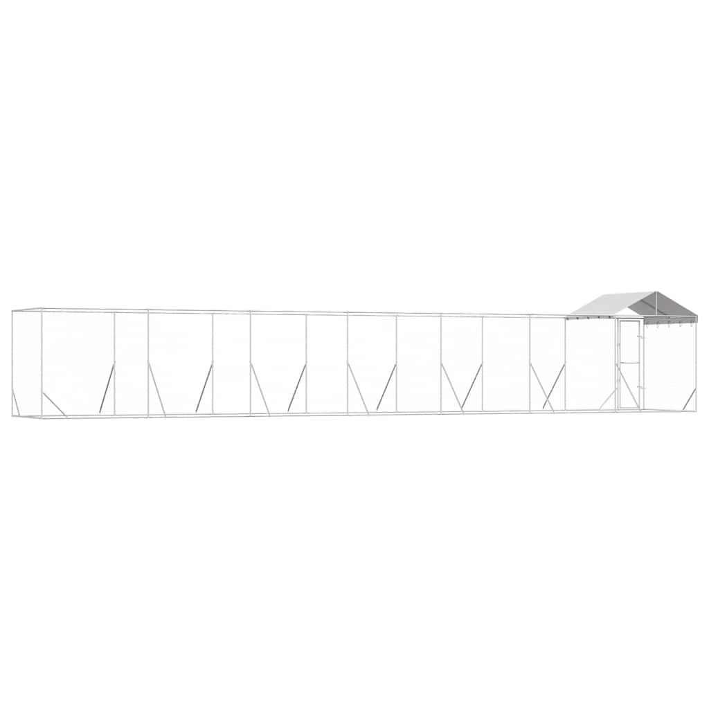 Cuccia Cani da Esterno Tetto Argento 14x2x2,5 m Acciaio Zincato | homemem39