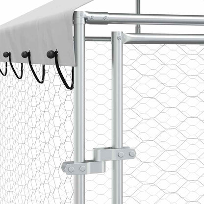 Cuccia Cani da Esterno Tetto Argento 14x2x2,5 m Acciaio Zincato | homemem39