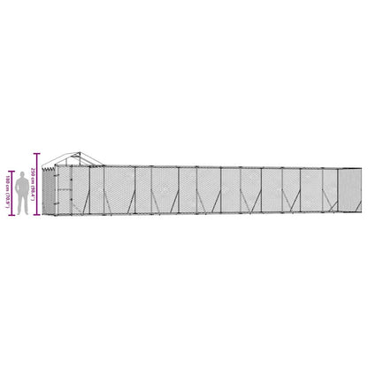 Cuccia Cani da Esterno Tetto Argento 14x2x2,5 m Acciaio Zincato | homemem39