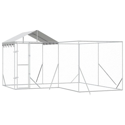 Cuccia Cani da Esterno Tetto Argento 4x4x2,5 m Acciaio Zincato | homemem39