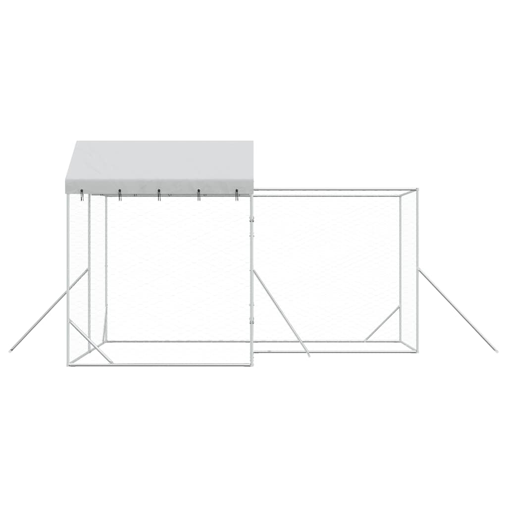 Cuccia Cani da Esterno Tetto Argento 4x4x2,5 m Acciaio Zincato | homemem39