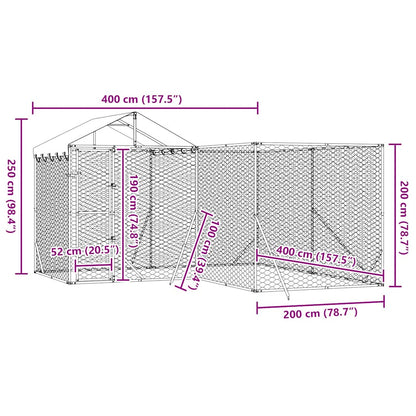 Cuccia Cani da Esterno Tetto Argento 4x4x2,5 m Acciaio Zincato | homemem39