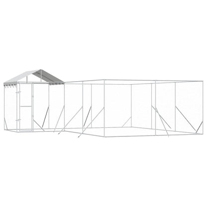 Cuccia Cani da Esterno Tetto Argento 6x6x2,5 m Acciaio Zincato | homemem39