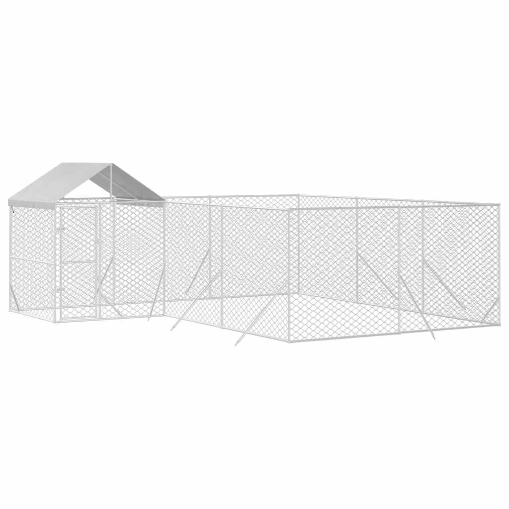 Cuccia Cani da Esterno Tetto Argento 6x6x2,5 m Acciaio Zincato | homemem39