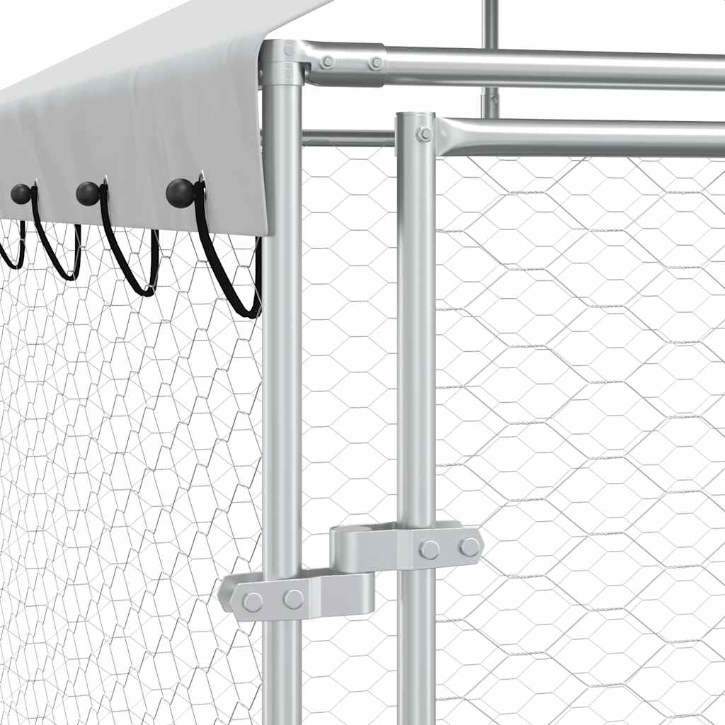 Cuccia Cani da Esterno Tetto Argento 6x6x2,5 m Acciaio Zincato | homemem39
