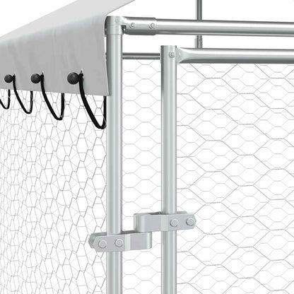 Cuccia Cani da Esterno Tetto Argento 6x6x2,5 m Acciaio Zincato | homemem39